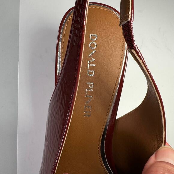 Donald Pliner Saige Slingback Block Heel Pump Patent Leather Burgundy Size 10 - Picture 9 of 9